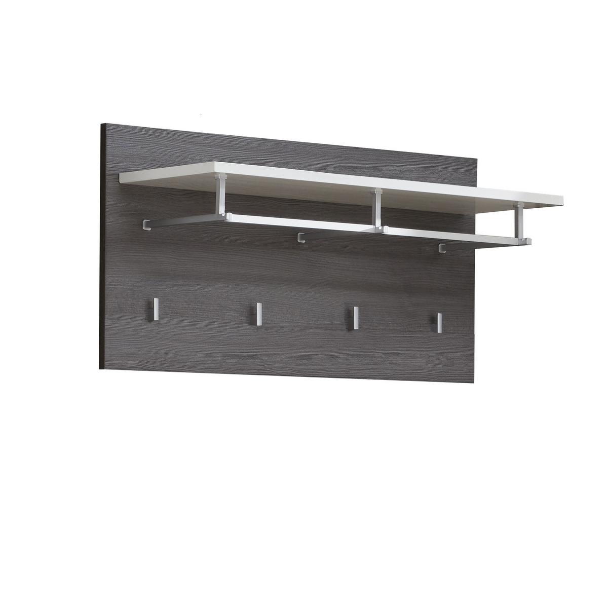 Wandgarderobe Line Silbereichenfarben B:80cm - Weiß/Silbereichenfarben, MODERN, Holzwerkstoff (80/40/28cm) - MID.YOU