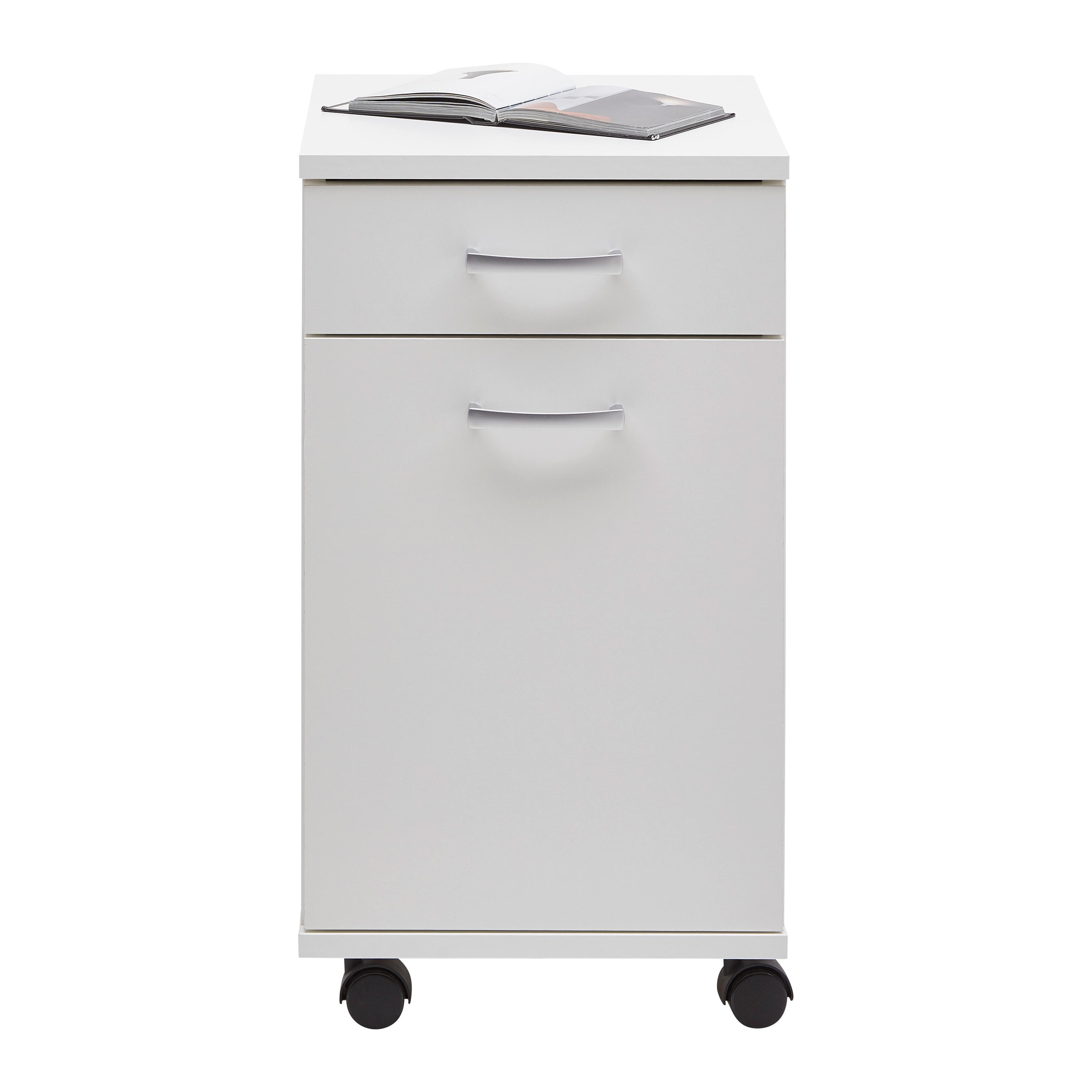 Kontajner na kolieskach biela - bílá, Konvenční, kompozitní dřevo/plast (33/59/38cm) - Mömax