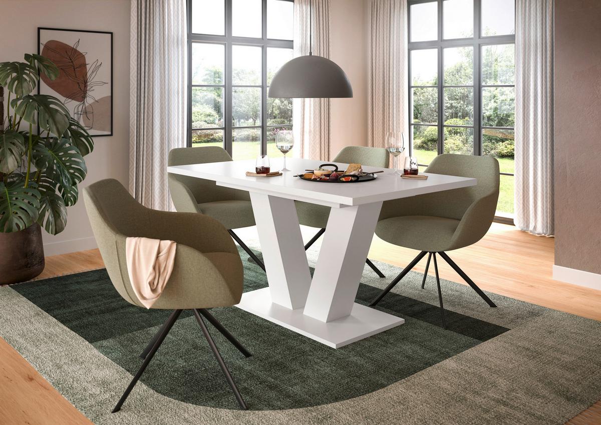 Ausziehtisch Marlon 150 Az Weiß, Auf 190 cm ausziehbar - Weiß, Trend, Holzwerkstoff (150-190/90/76cm) - MID.YOU