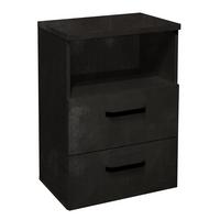 Noční stolek KLIPP černý - černá, Moderní, kov/kompozitní dřevo (50/73/35cm)