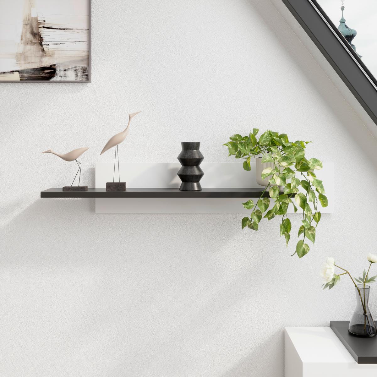 Wohnwand Ambiente Plus Anthrazit/ Weiß B: 300,2 cm - Weiß Hochglanz/Anthrazit, MODERN, Glas/Holzwerkstoff (285,5/199,1/53,6cm)