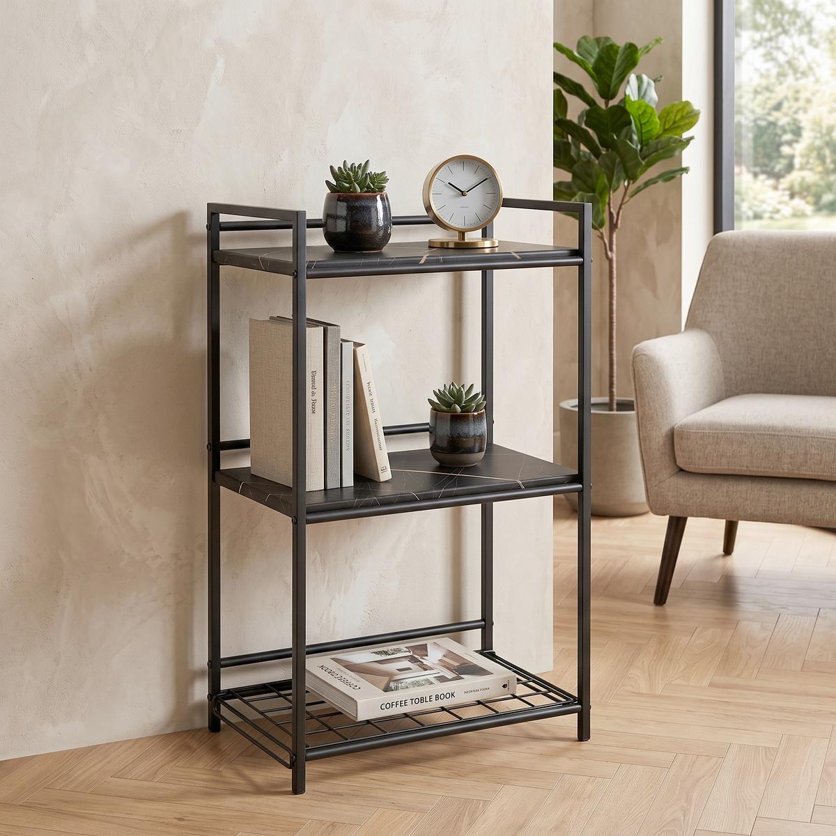 REGAL MILA - Schwarz, MODERN, Holzwerkstoff/Metall (43/71/30cm)