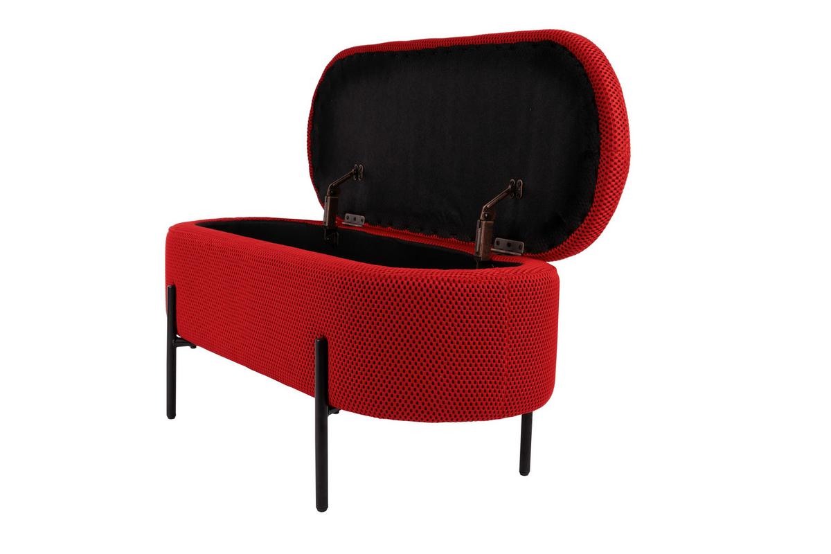 Hockerbank Carla Rot mit Stauraum L: 95 cm - Rot/Schwarz, Design, Textil/Metall (95/43/36cm)