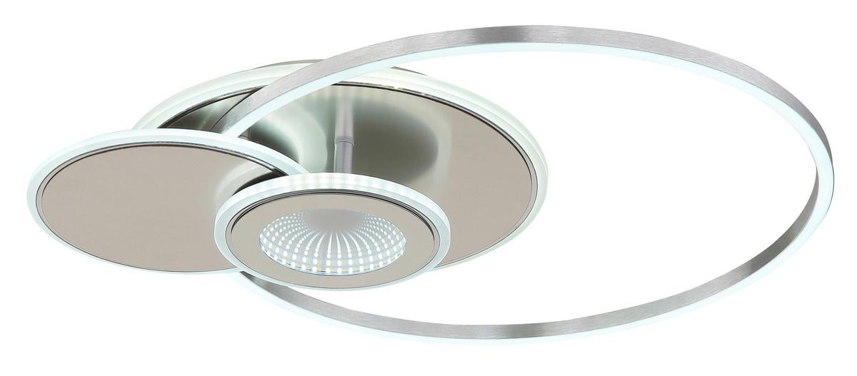 LED-DECKENLEUCHTE Nachtlichtfunktion - Silberfarben/Opal, Design, Kunststoff/Metall (56/45/7,5cm) - Globo