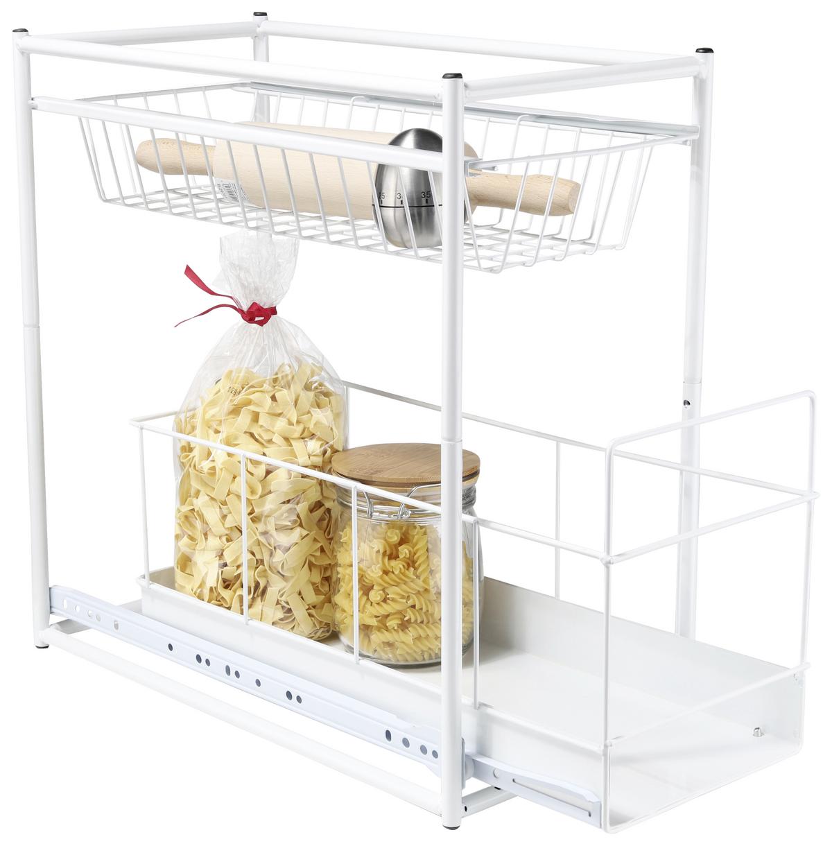 Teleskopschublade Spülschrank 2 Ablagen Lxbxh: 45x23x45 Cm - Weiß, MODERN, Metall (45/23/45cm)