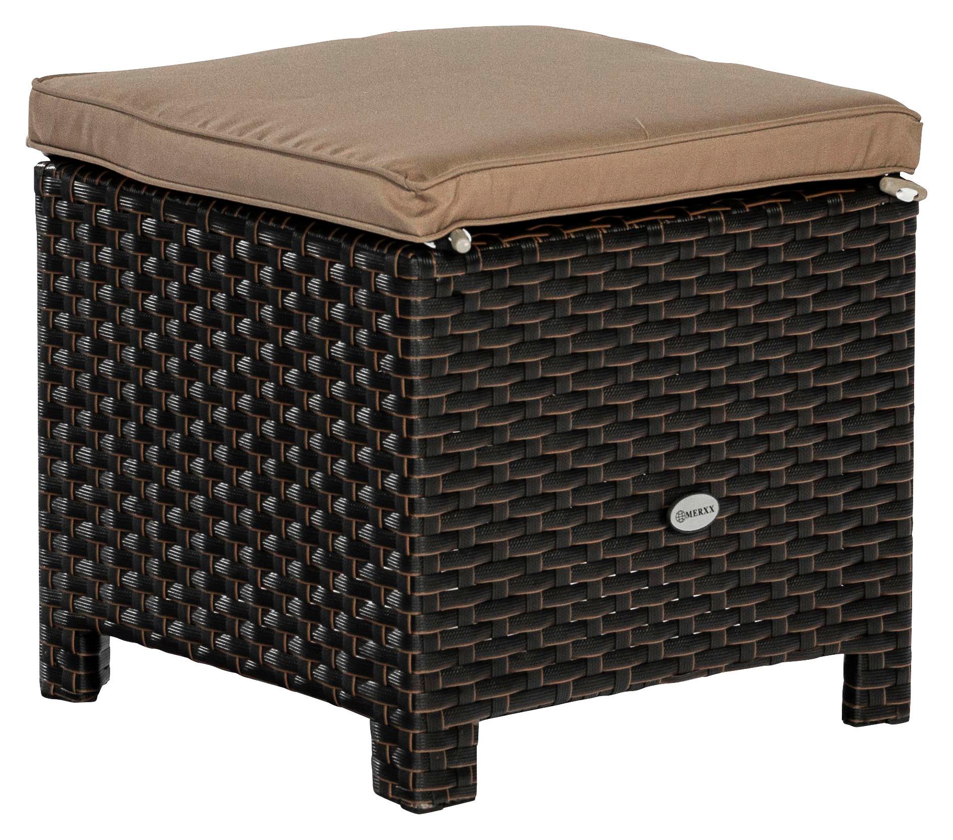 Gartenhocker Salerno - Beige/Braun, MODERN, Kunststoff/Textil (40/40/40cm) - Gardenson