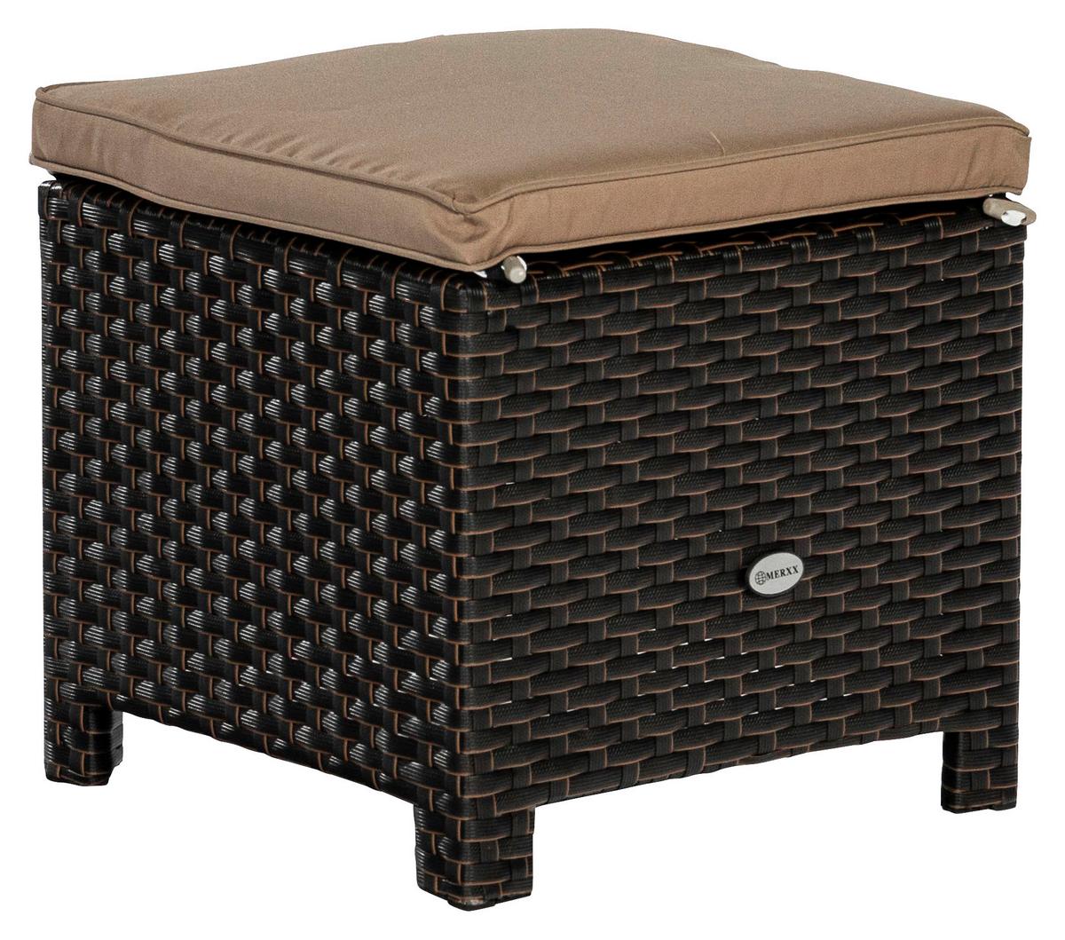 Gartenhocker Salerno - Beige/Braun, MODERN, Kunststoff/Textil (40/40/40cm) - Gardenson