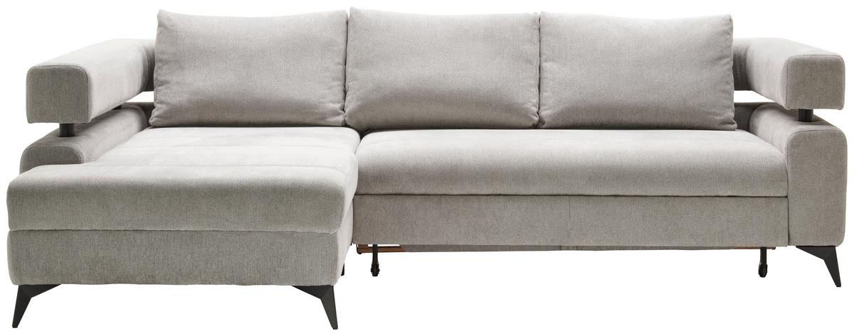 Sedacia súprava ROSALIE, ľavá s úložným priestorom a lôžkom - čierna/svetlosivá, Konventionell, kov/textil (184/265cm)