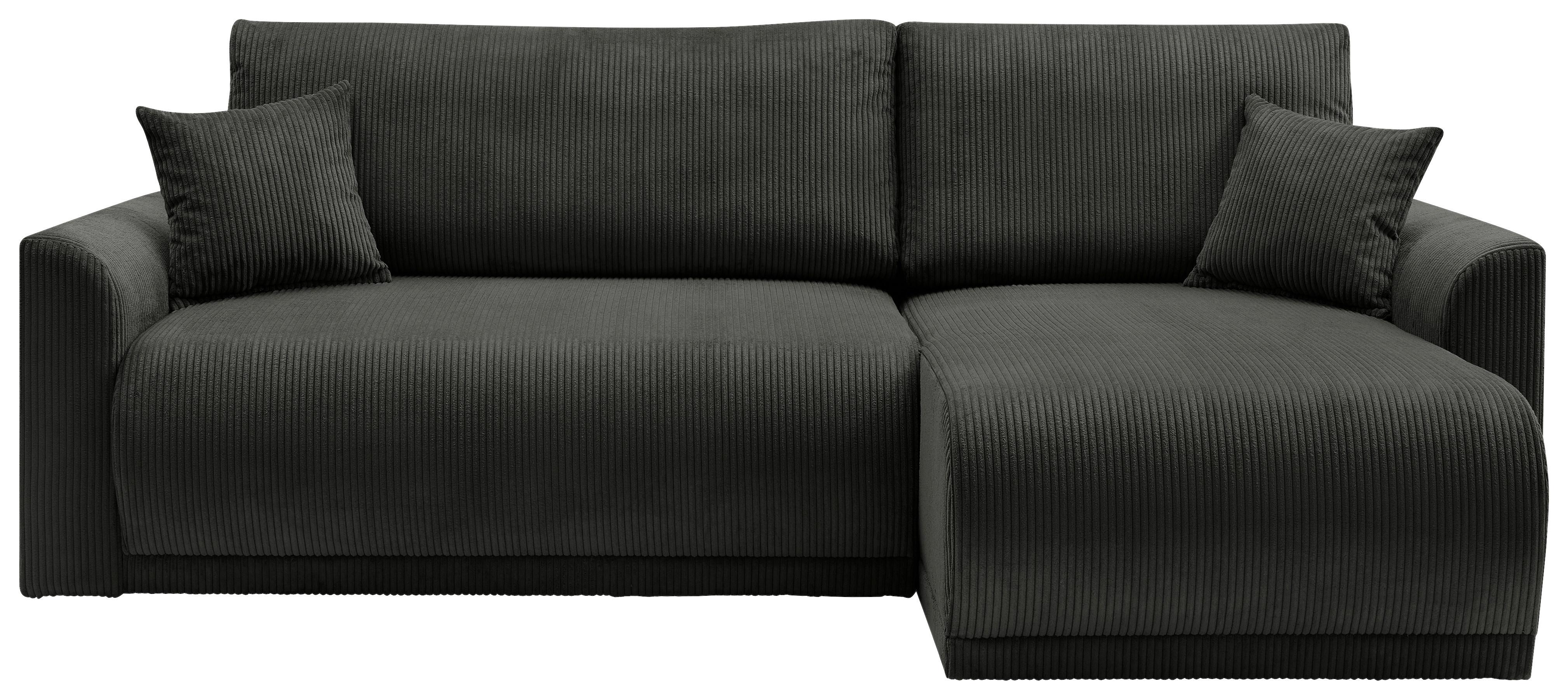 Rohová sedačka KIM L146, obojstranná, čierny menčester - čierna, Modern, drevo (233/146cm)