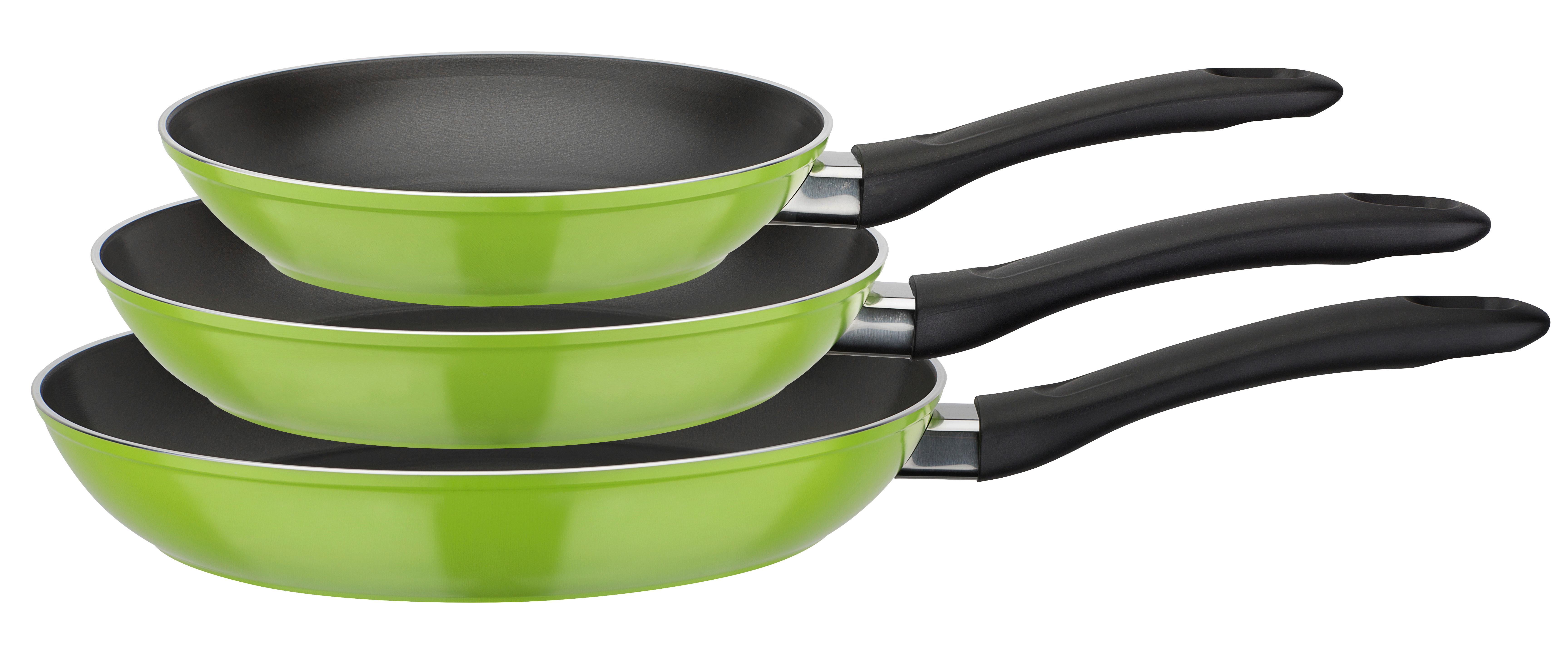 Gsw Pfannenset Nova Schwarz/hellgrün, 3-Teilig - Schwarz/Hellgrün, Basics, Metall - GSW