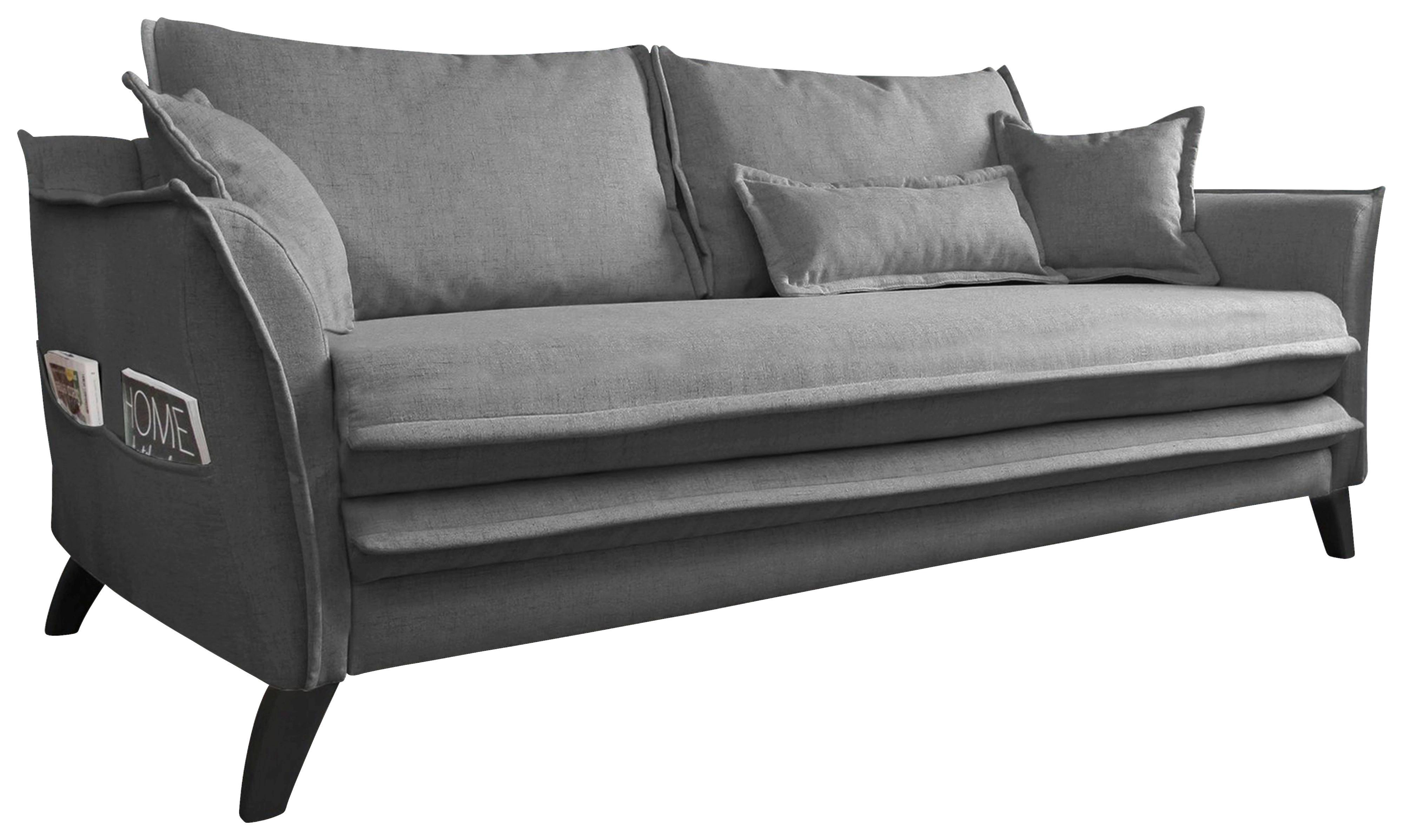 Dreisitzer-Sofa mit Kissen Charming Charlie, Webstoff - Hellgrau, Basics (180/85/90cm) - MID.YOU