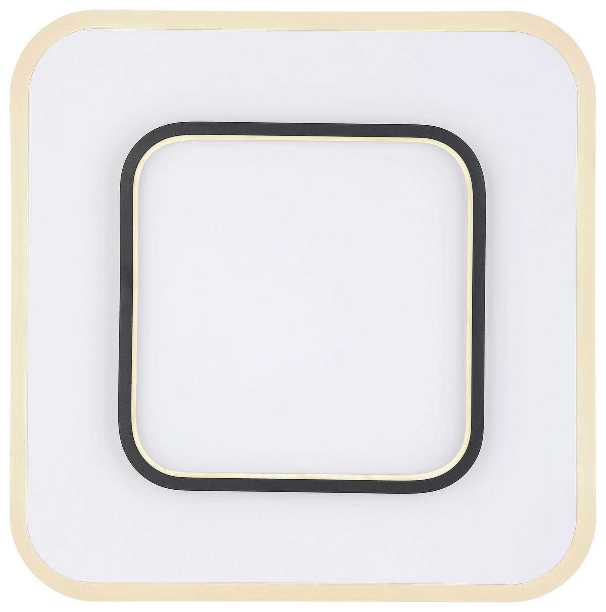 Led-deckenleuchte Lima L: 45,8 Cm Mit Fernbedienung - Opal/Schwarz, Basics, Kunststoff/Metall (45,8/45,8/6cm) - Globo