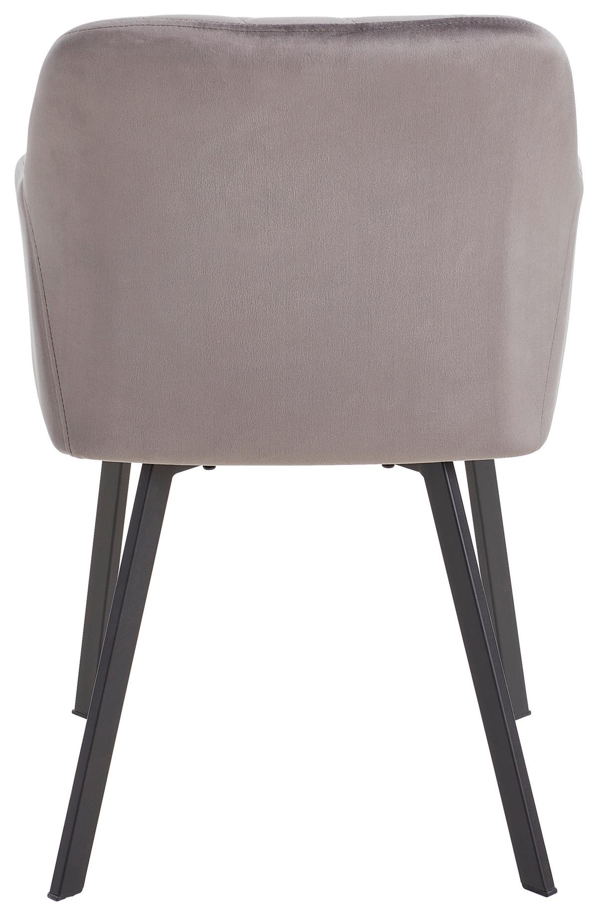 Armlehnstuhl Lucy Grau Mit Samtbezug - Schwarz/Grau, MODERN, Holz/Textil (54/87/64cm) - Livetastic