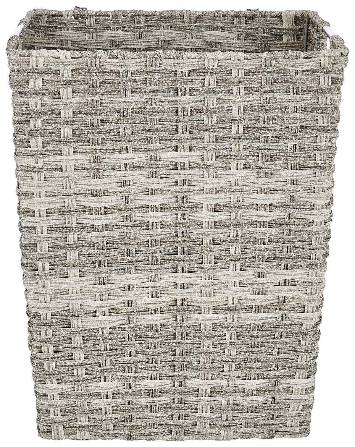 Wäschetonne Mit Deckel Jandra Grau/silber 40x52x30 Cm - Silberfarben/Grau, ROMANTIK / LANDHAUS, Kunststoff/Metall (40/52/30cm) - James Wood