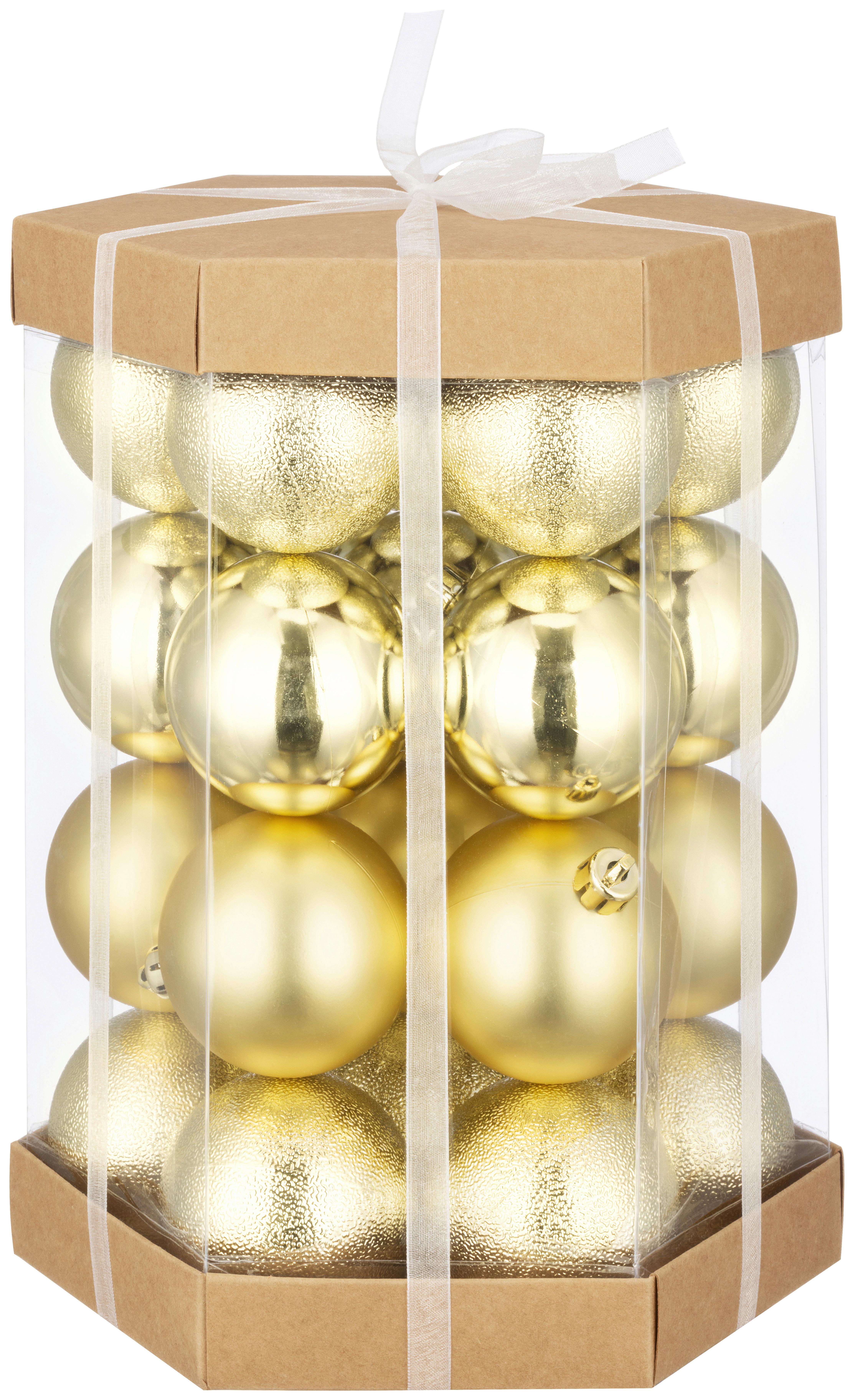Christbaumkugel-Set Daria - Goldfarben, KONVENTIONELL, Kunststoff (6cm) - Luca Bessoni