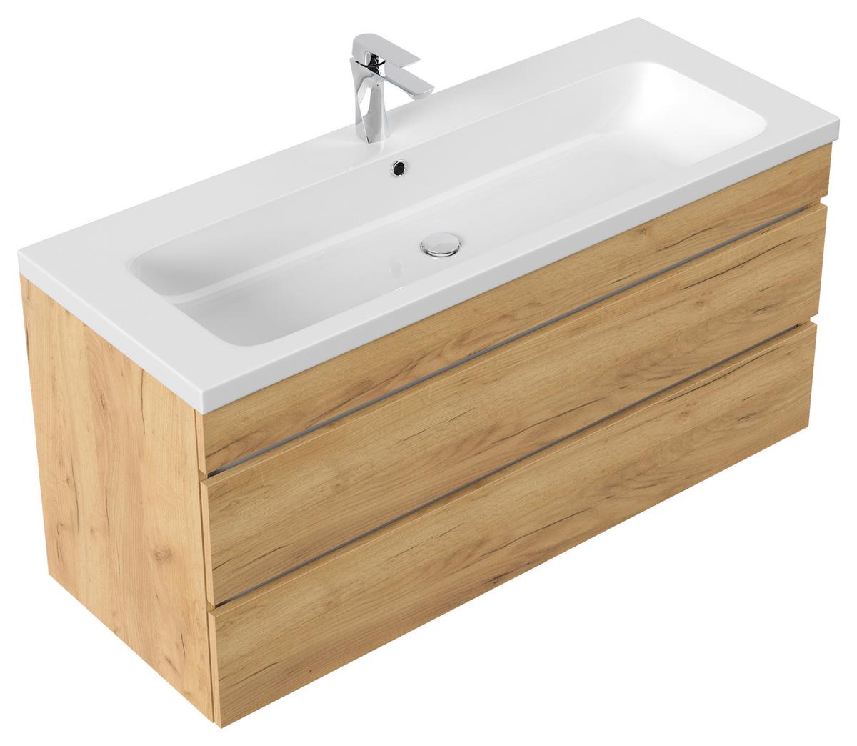 WASCHTISCHKOMBI Fellini Eichefarben B: 120cm - Eichefarben/Weiß, Basics, Holzwerkstoff/Stein (120cm) - MID.YOU