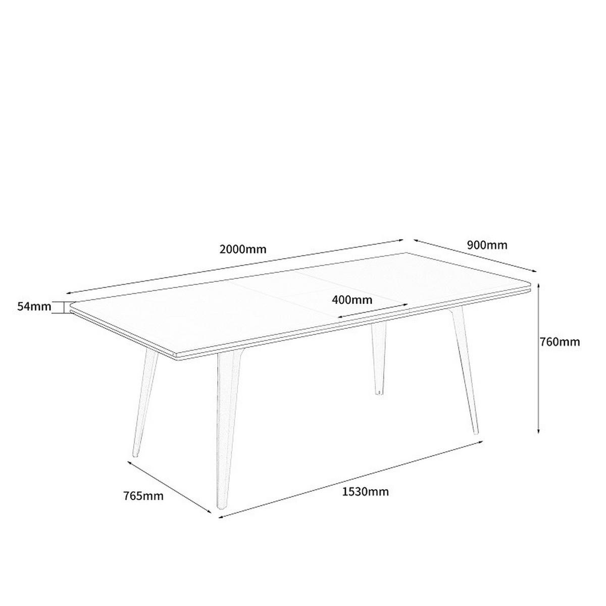 Esstisch Kobe - Schwarz/Weiß, MODERN, Holzwerkstoff/Metall (160-200/76/90cm) - MID.YOU