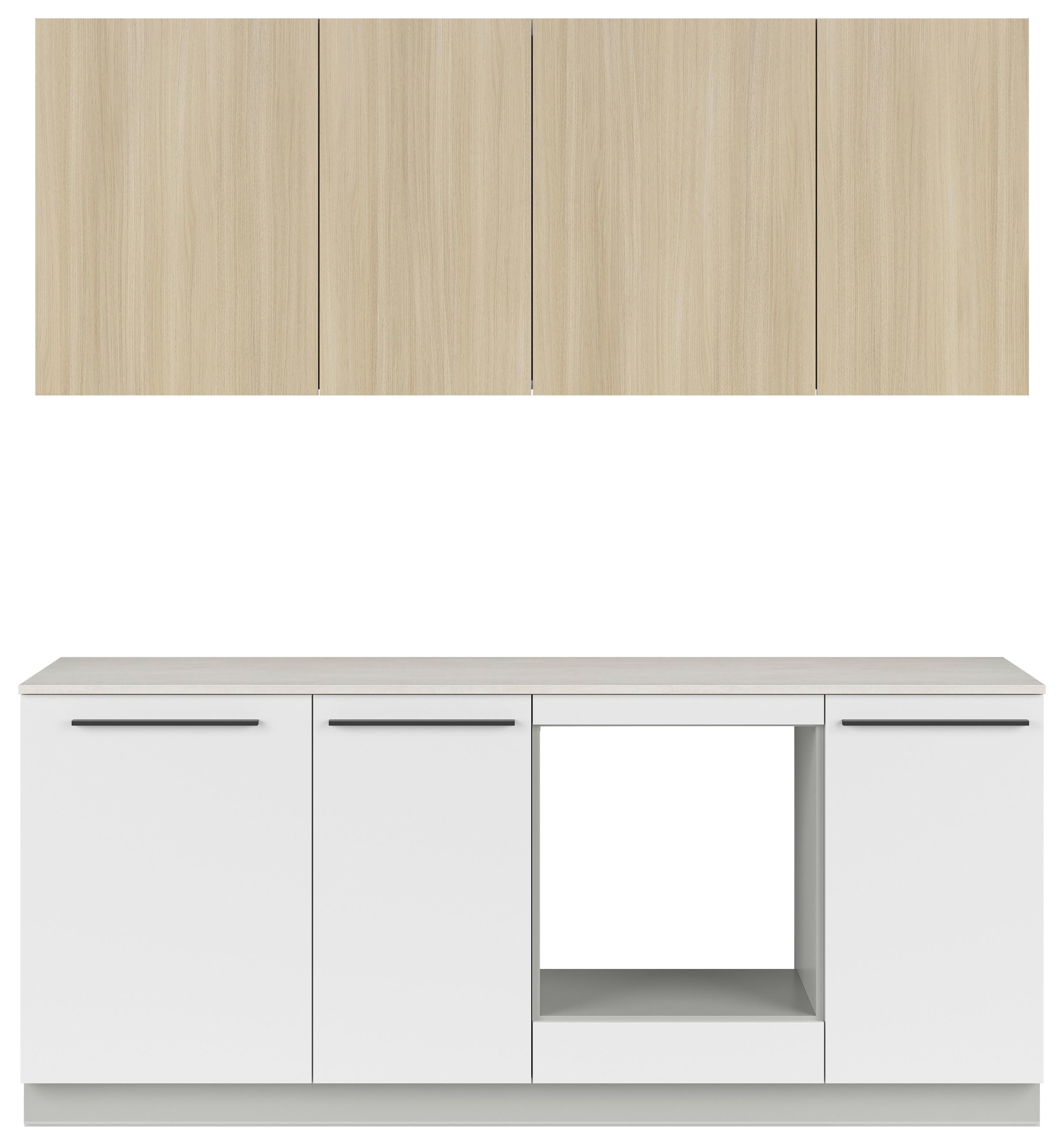Kuchyňská linka, š.210 cm MILINO SMALL - šedá/bílá, Basics, kompozitní dřevo/plast (210cm) - Visiona