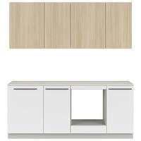 Kuchyňská linka, š.210 cm MILINO SMALL - šedá/bílá, Basics, kompozitní dřevo/plast (210cm) - Visiona