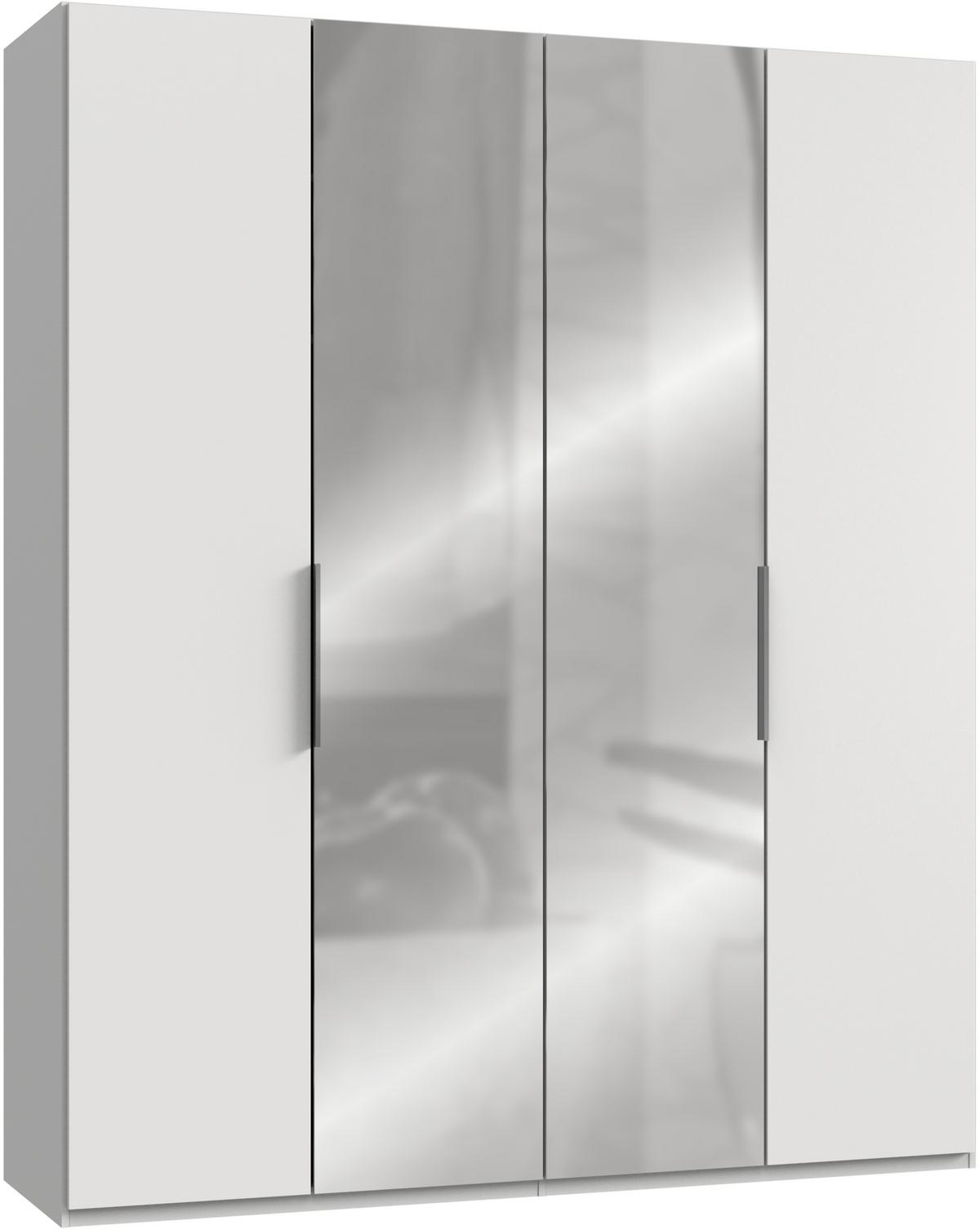 Drehtürenschrank B: 200 cm Level Weiß - Weiß, MODERN, Holzwerkstoff (200/236/58cm) - MID.YOU