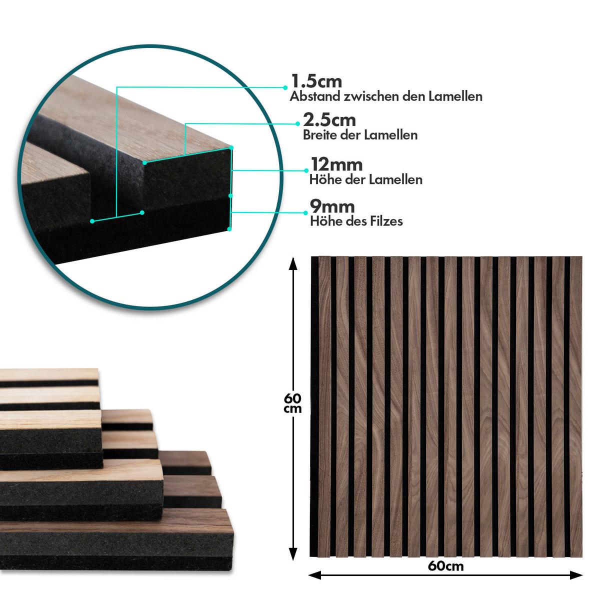 Akustikpaneel Akustikpaneel - Walnussfarben, Basics, Holzwerkstoff (60/60cm)