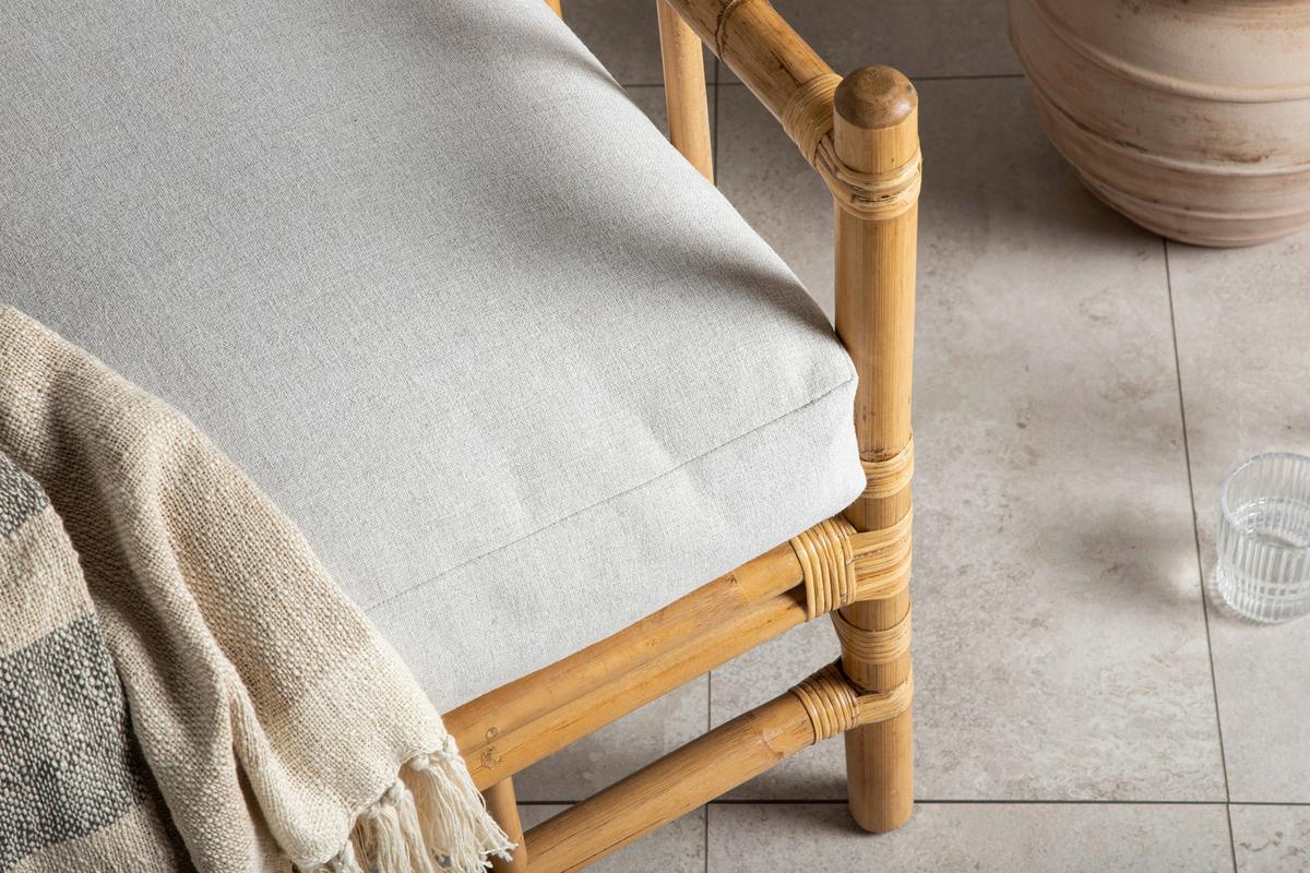 Loungesessel Cane Bambus/Rattan mit Kissen - Hellbraun, KONVENTIONELL, Holz/Textil (78/88/77cm) - Gardenson