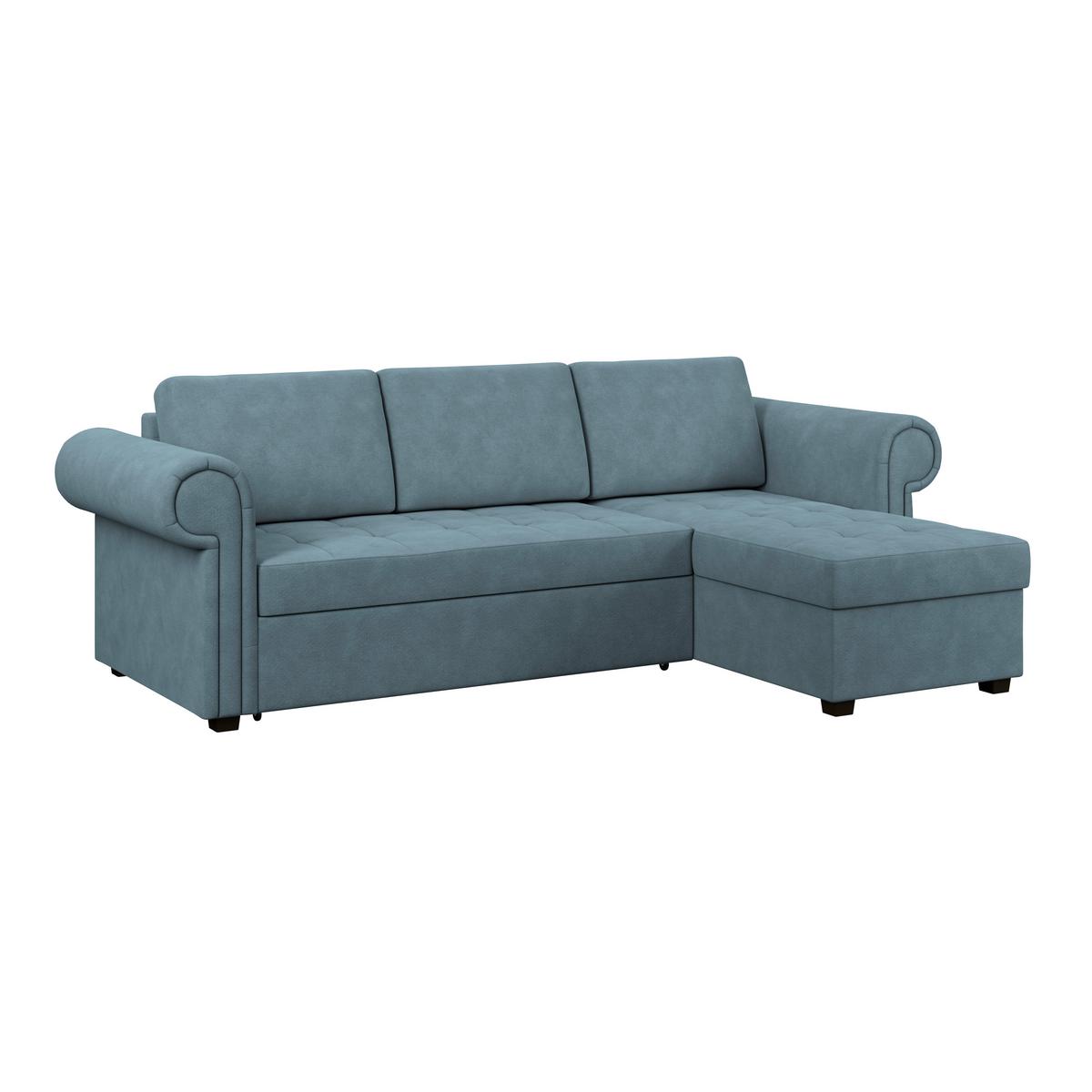 Ecksofa Oslo Petrol B: 260 Cm - Petrol, ROMANTIK / LANDHAUS, Textil (260/85/155cm) - James Wood