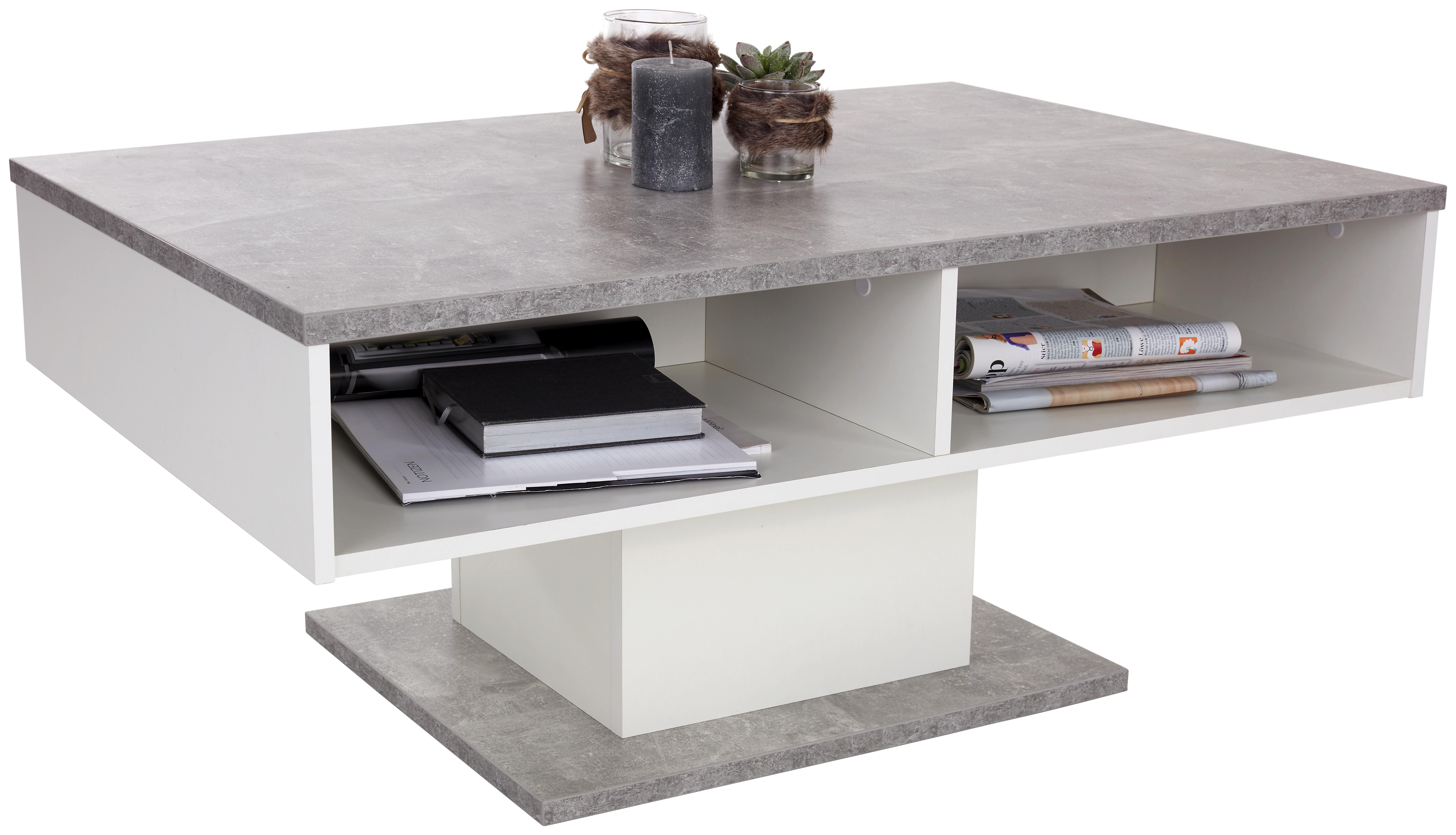 Dohányzóasztal Ibiza - Világosszürke/Fehér, modern, Faalapú anyag (115/47/65cm)