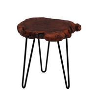 Beistelltisch Woody Dunkelbraun/Schwarz - Dunkelbraun/Schwarz, Basics, Holz/Metall (30/30/40cm) - Kayoom