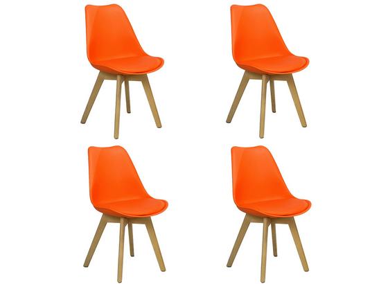 Stuhl-Set Woody 4-Er Set Orange - Naturfarben/Orange, MODERN, Holz/Kunststoff (48/83/48cm) - Livetastic Stuhl-Set Woody 4-Er Set Orange - Naturfarben/Orange, MODERN, Holz/Kunststoff (48/83/48cm) - Livetastic