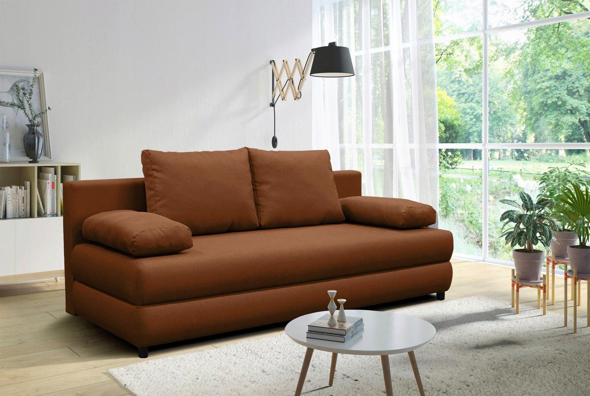 Schlafsofa Mela Braun B: 206cm - Schwarz/Braun, Design, Textil (206/87/88cm) - P & B