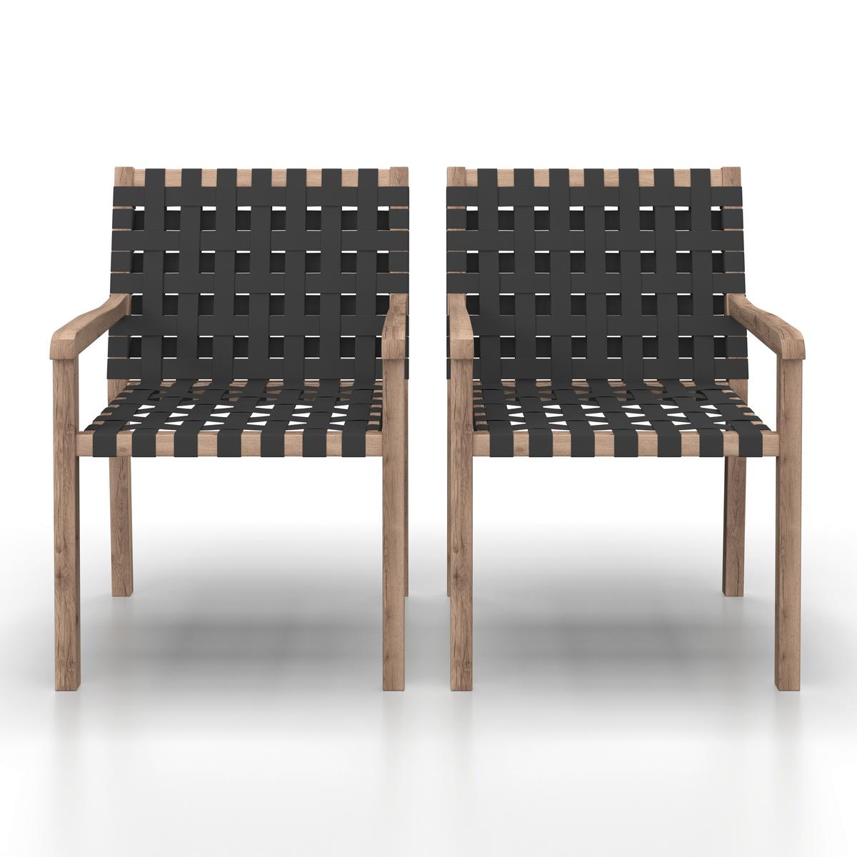 SADA ZAHRADNÍCH KŘESEL LAURIA - černá/barvy akácie, Moderní, dřevo/textil (61/84/59cm) - Bessagi Garden