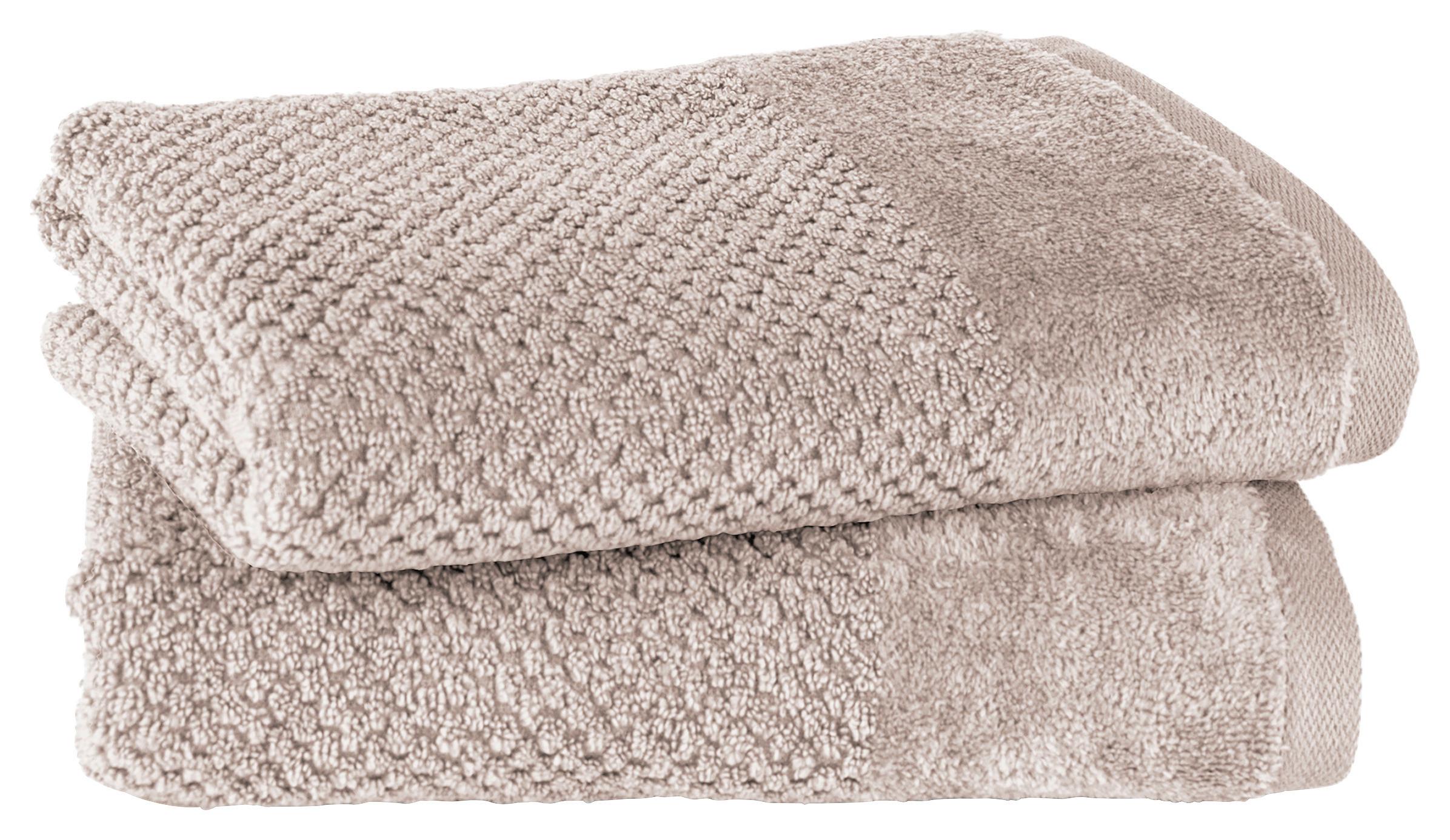 HANDTUCHSET Popcorn 2er Set Stein - Ecru, Basics, Textil (50/100cm)