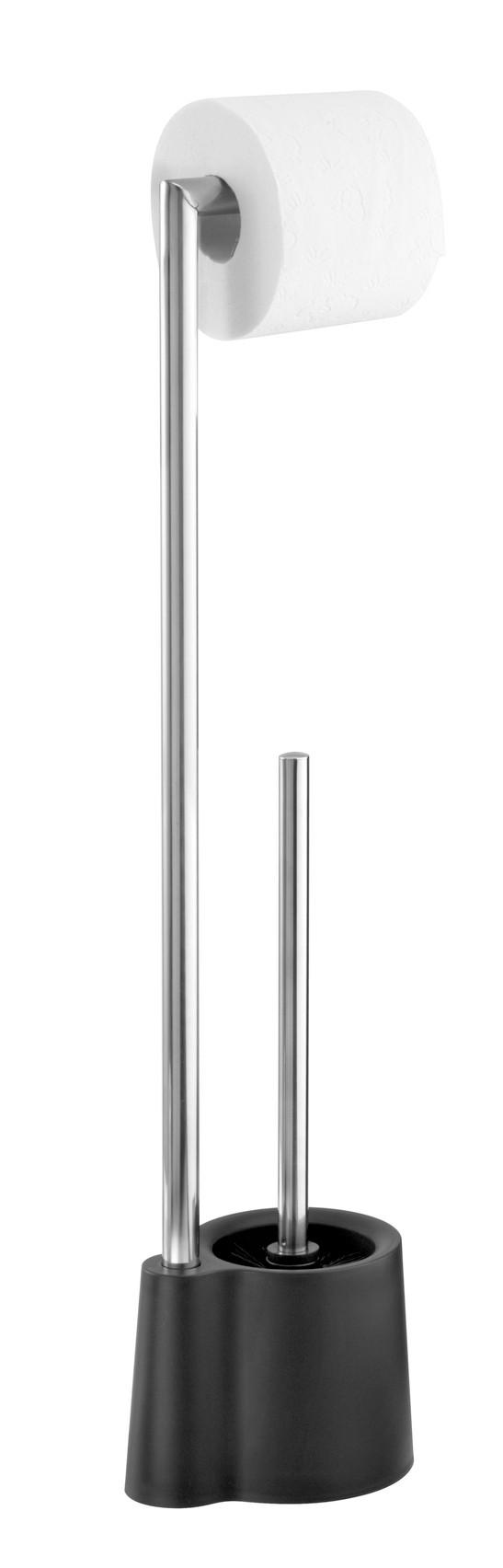 WC-Bürstengarnitur Avola Stehend Kunststoff/Metall - Silberfarben/Schwarz, KONVENTIONELL, Kunststoff/Metall (13/70/16cm) - Wenko