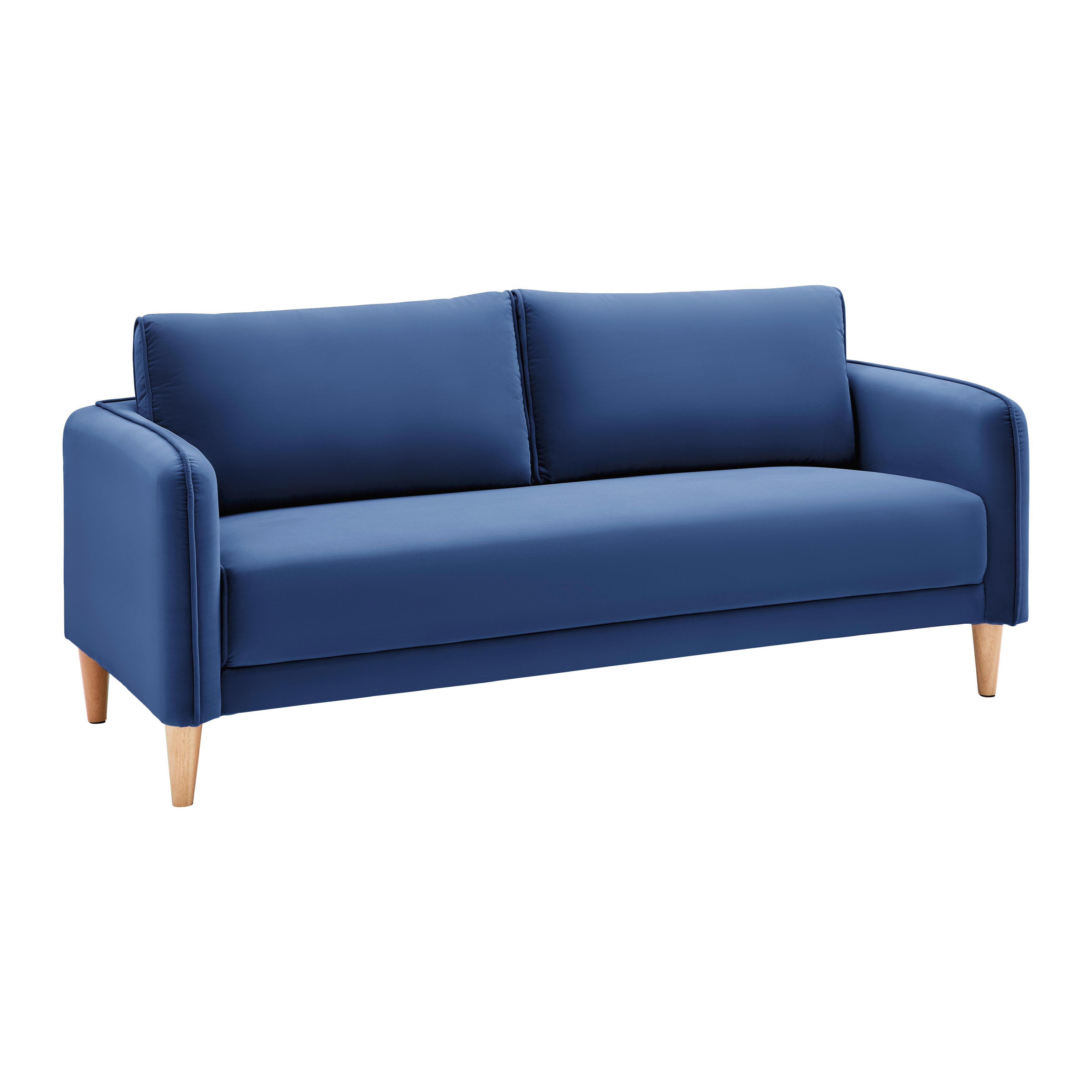 Pohovka LIVIA tmavěmodrá - přírodní barvy/tmavě modrá, Moderní, dřevo/textil (176/78/76cm) - Bessagi Home