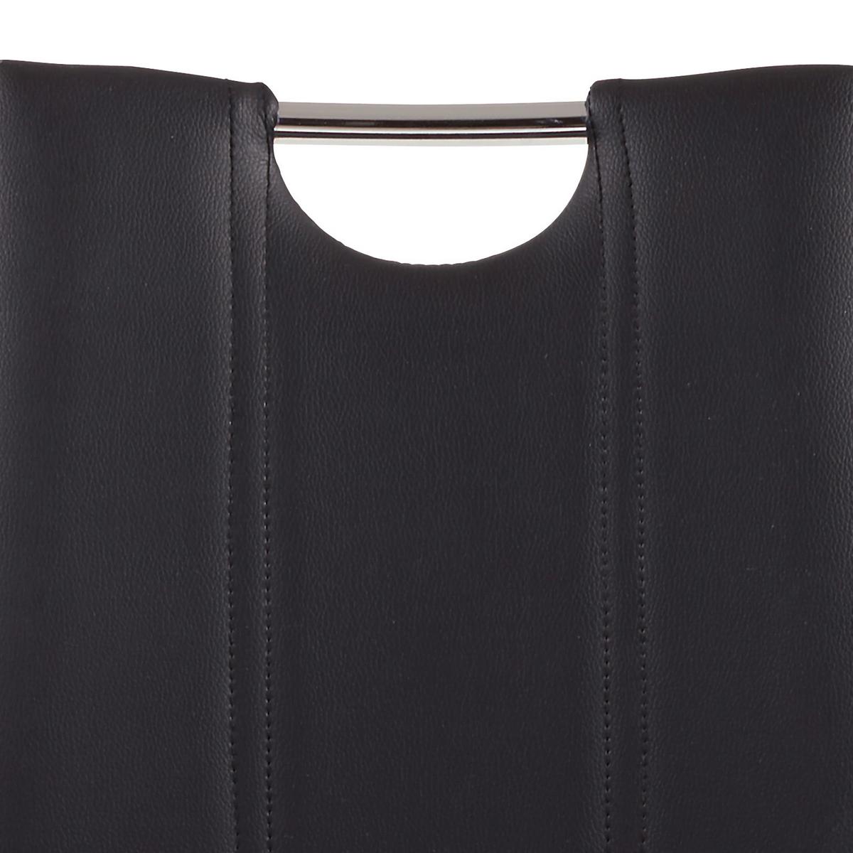 Esszimmerstuhl Mandy Lederlook Schwarz Gepolstert - Chromfarben/Schwarz, KONVENTIONELL, Textil/Metall