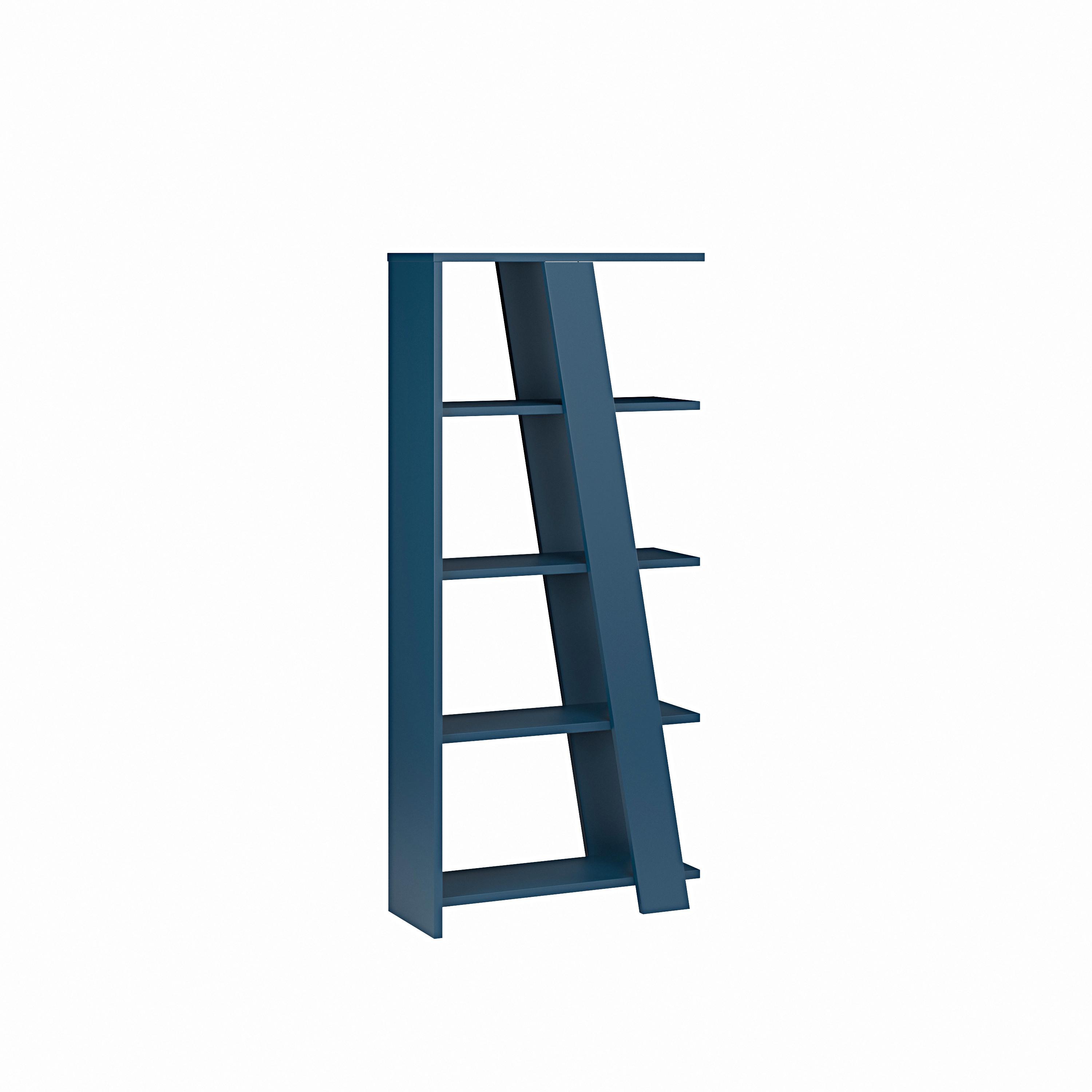 REGÁL NATTA - tmavomodrá, Modern, kompozitné drevo (72/161/29,6cm)