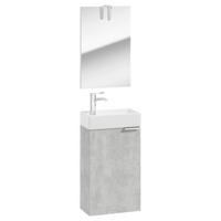 Gästebad Möbel-Set 3-Tlg. Grin B: 40 cm Betonoptik - Weiß/Grau, Basics, Keramik/Holzwerkstoff (41cm) - MID.YOU