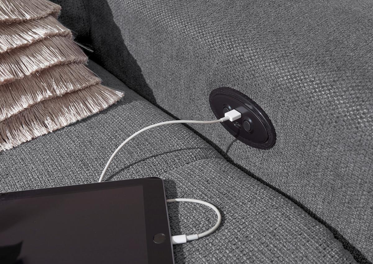 Ecksofa Rockdale Anthrazit S:200x282cm - Anthrazit/Schwarz, KONVENTIONELL, Textil (200/282cm) - MID.YOU