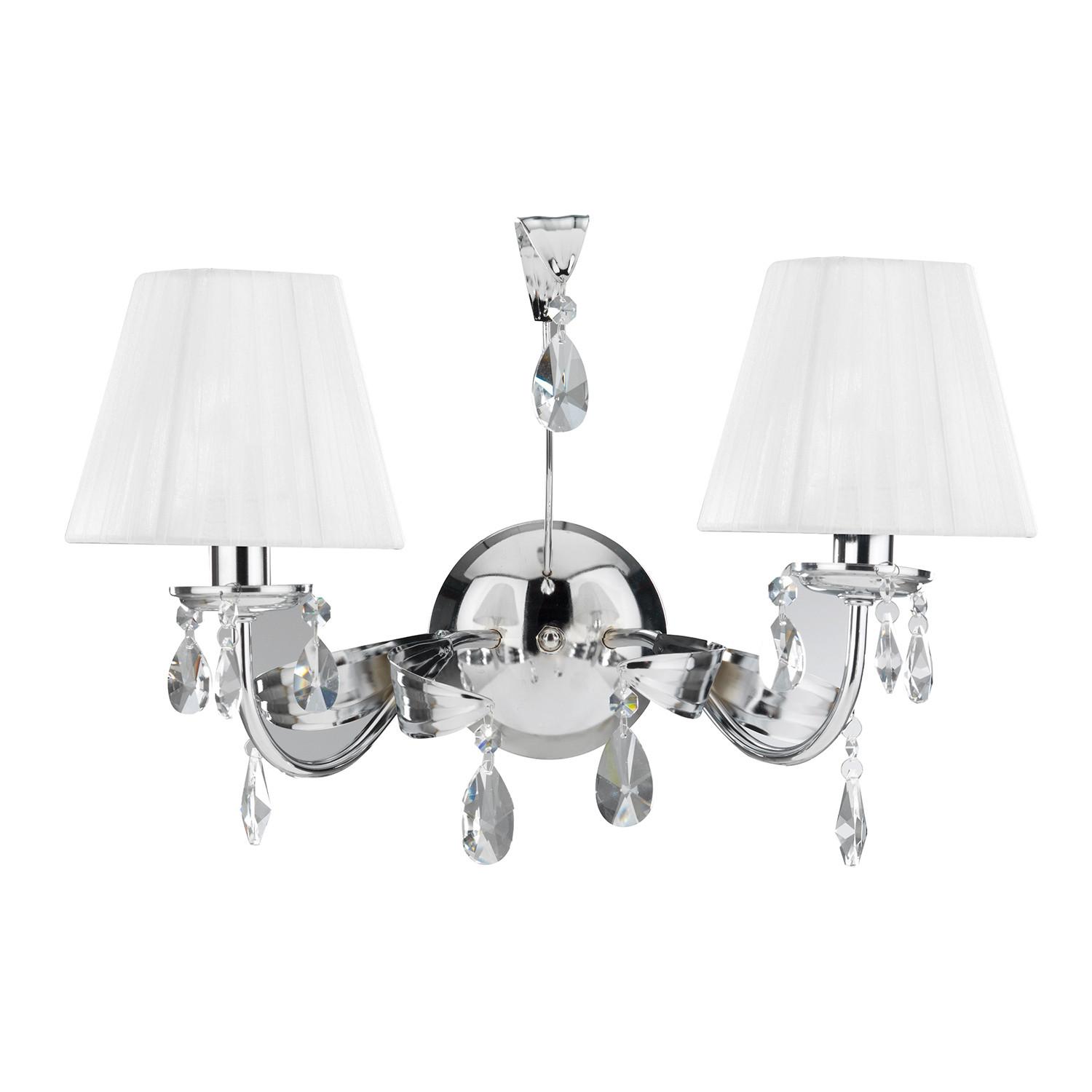 Wandleuchte 4865/ap2 - Chromfarben/Weiß, KONVENTIONELL, Glas/Textil (46/30/24cm)