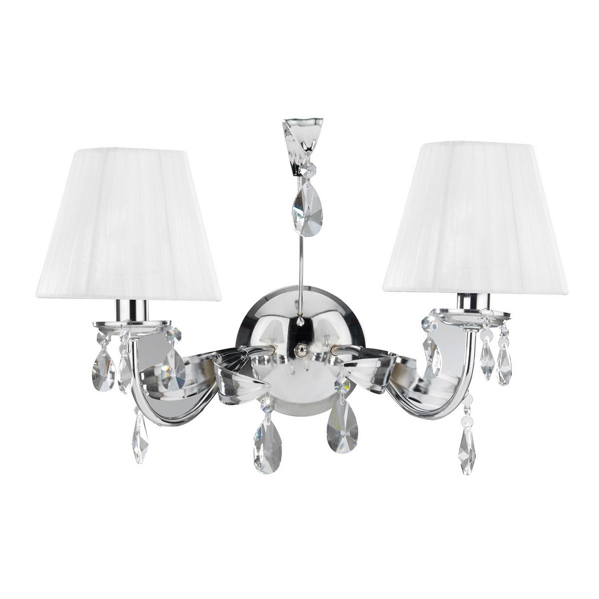 Wandleuchte 4865/ap2 - Chromfarben/Weiß, KONVENTIONELL, Glas/Textil (46/30/24cm)