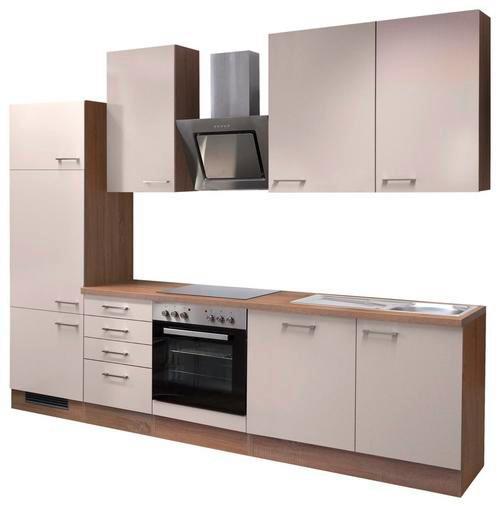 Küchenzeile Nepal mit Geräten 280 cm Kaschmir/Eiche Dekor - Kaschmir/Sonoma Eiche, MODERN, Holzwerkstoff (280cm) - FlexWell