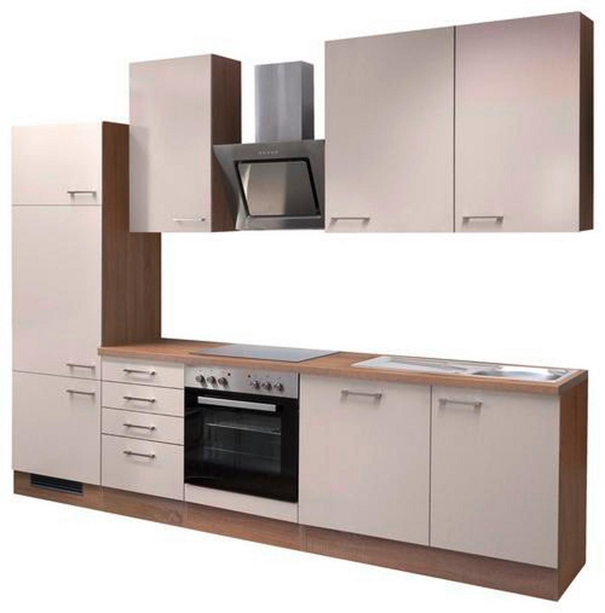 Küchenzeile Nepal mit Geräten 280 cm Kaschmir/Eiche Dekor - Kaschmir/Sonoma Eiche, MODERN, Holzwerkstoff (280cm) - FlexWell