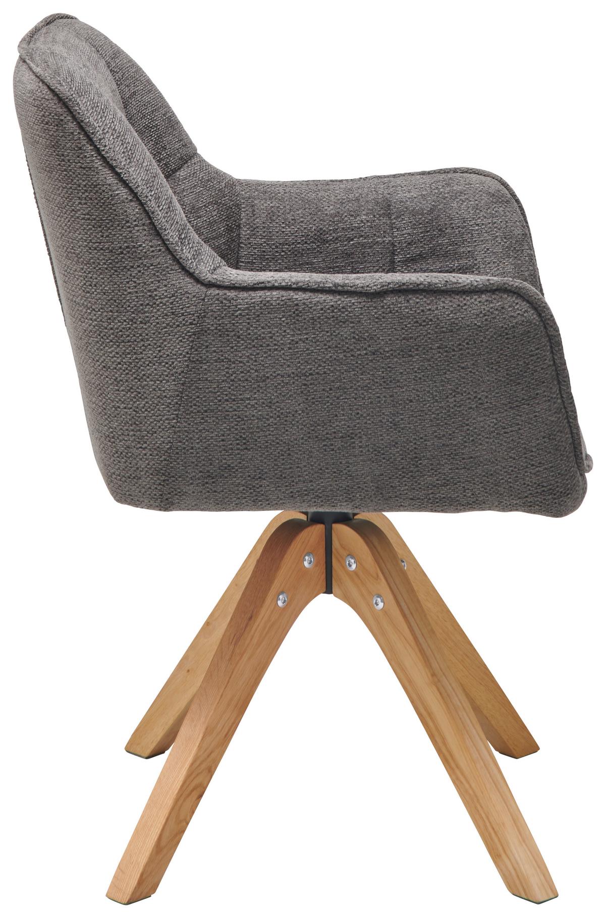 Armlehnstuhl Kerry Dunkelgrau gepolstert - Dunkelgrau/Eichefarben, LIFESTYLE, Holz/Textil (61/85/63cm) - Livetastic