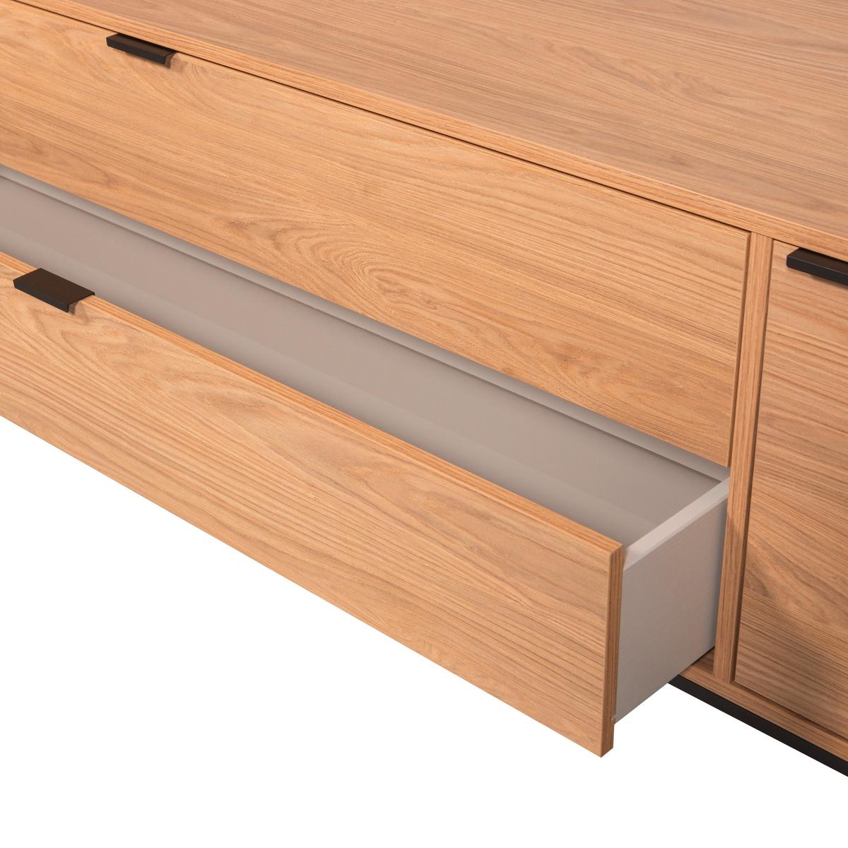 Lowboard Silas Eichefarben B: 180cm - Eichefarben/Schwarz, Design, Holz (180/61/44cm) - Livetastic