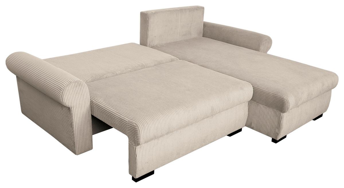 ECKSCHLAFSOFA Vasco, Beige LF: 233x168 cm - Beige/Schwarz, Trend, Textil (233/168cm)