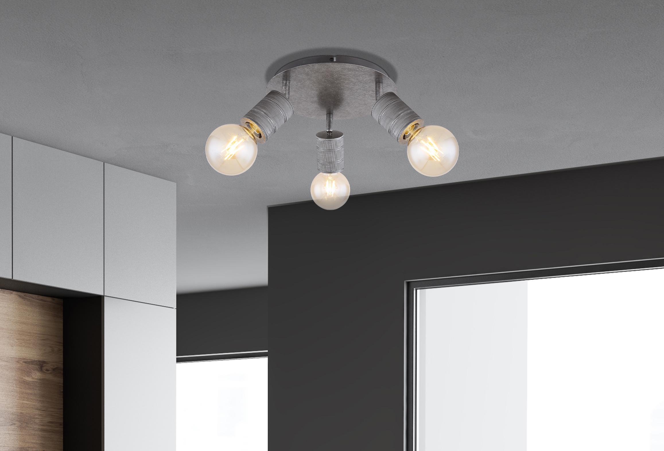 Strahler 3-Flammig Ø 28 cm - Silberfarben, Basics, Metall (28/16cm) - Globo
