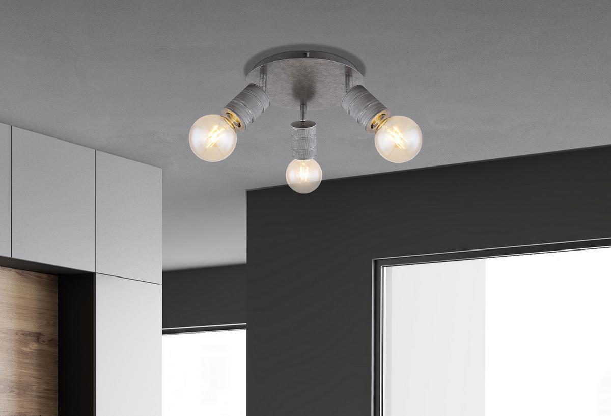 Strahler 3-Flammig Ø 28 cm - Silberfarben, Basics, Metall (28/16cm) - Globo
