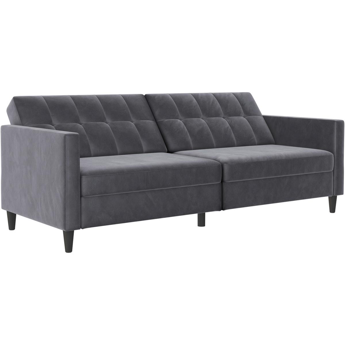 Schlafsofa Hannover Anthrazit, mit Schlaffunktion - Anthrazit/Schwarz, Basics, Textil (203/82/83cm) - Livetastic