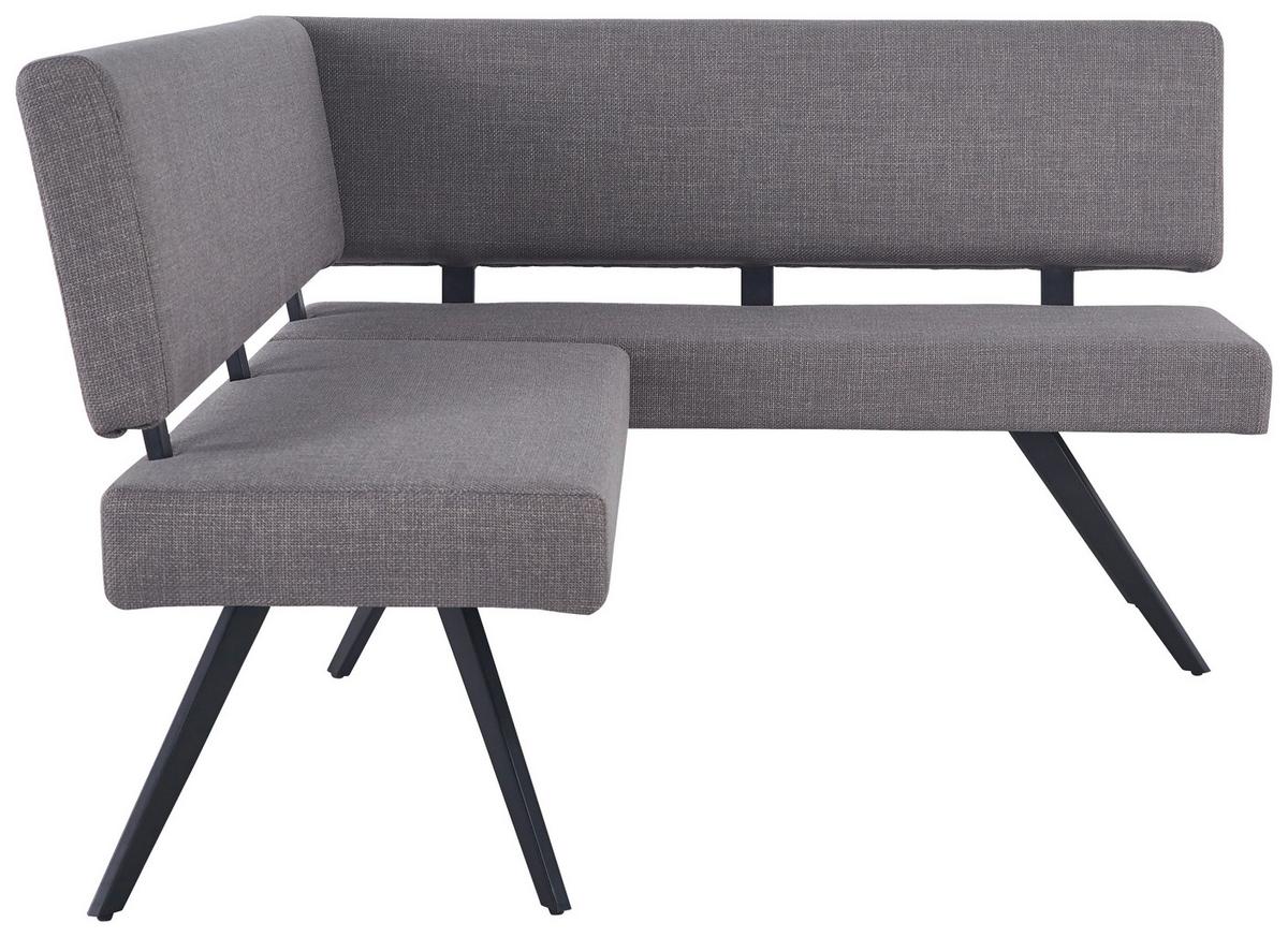 Eckbank Andros Hellgrau, S: 190x150cm - Hellgrau/Schwarz, KONVENTIONELL, Textil/Metall (190/150cm) - MID.YOU